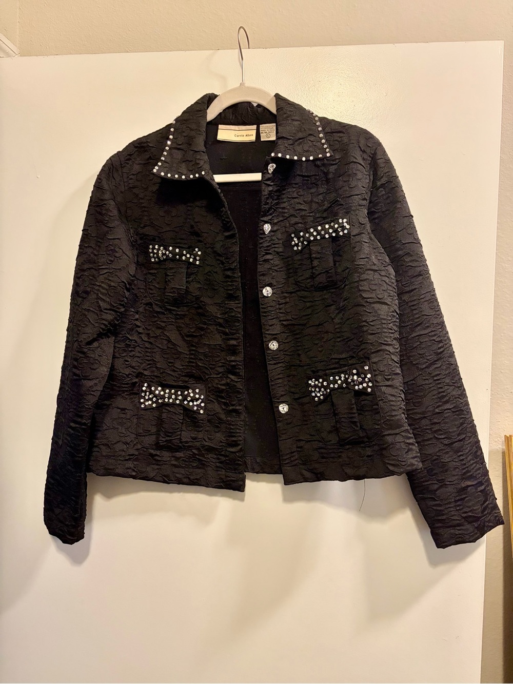 Carrie Allen Black Embellished Textured Jacket